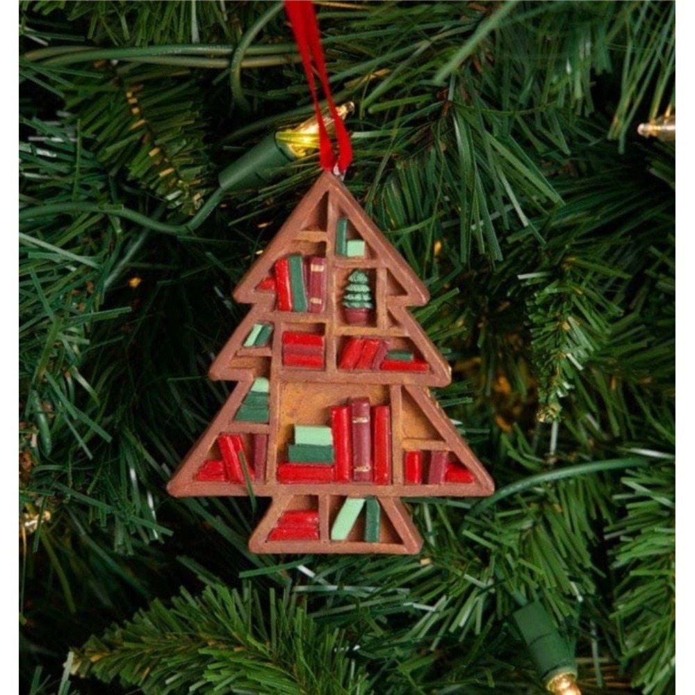 Cracker Barrel Red and Green Bookshelf Wood Christmas Ornament NEW 2026